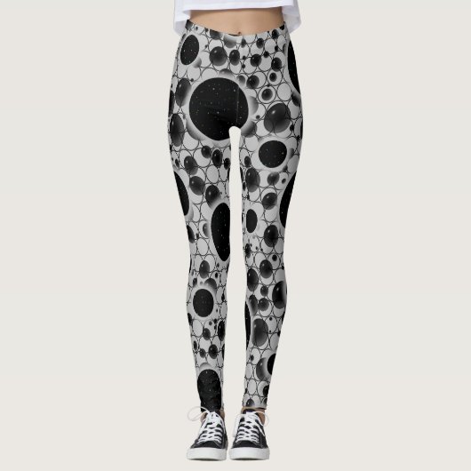 Space Bubble Spots - Zilver Leggings (Voorkant)