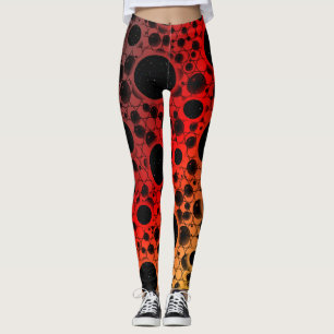Space Bubble Spots - Zwart/Rood/Goud Leggings
