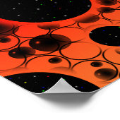Space Bubble Spots - Zwart/Rood/Goud Poster (Hoek)
