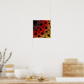 Space Bubble Spots - Zwart/Rood/Goud Poster (Keuken)