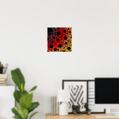 Space Bubble Spots - Zwart/Rood/Goud Poster (Thuiskantoor)