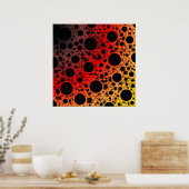 Space Bubble Spots - Zwart/Rood/Goud Poster (Keuken)