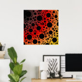 Space Bubble Spots - Zwart/Rood/Goud Poster (Thuiskantoor)