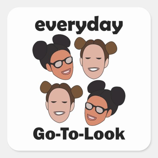 Space Buns Kapsel Dagelijkse Mooi-Uitzicht Mode Vierkante Sticker (Voorkant)