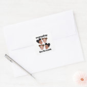 Space Buns Kapsel Dagelijkse Mooi-Uitzicht Mode Vierkante Sticker (Envelop)