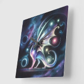 Space Butterfly Dragon Vierkante Klok (Hoek)