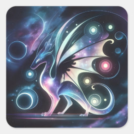Space Butterfly Dragon Vierkante Sticker