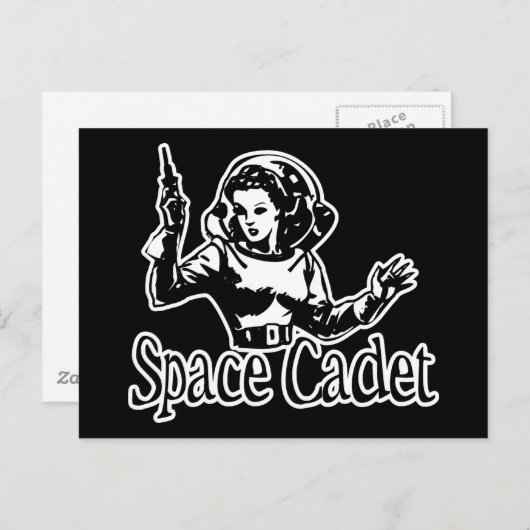 Space Cadet Black & White Briefkaart (Voorkant / Achterkant)