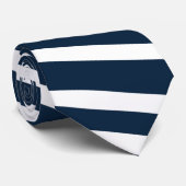 Space Cadet Blauw en wit gestreept Stropdas (Opgerold)