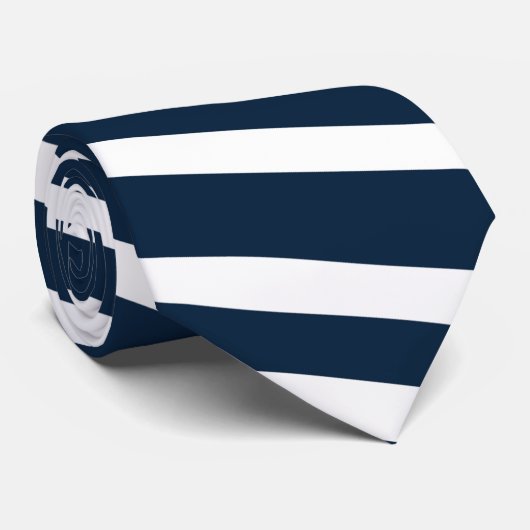 Space Cadet Blauw en wit gestreept Stropdas (Opgerold)