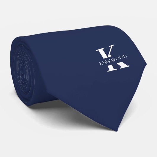 Space Cadet Blue Elegant Monogram + naam tweeslach Stropdas (Opgerold)