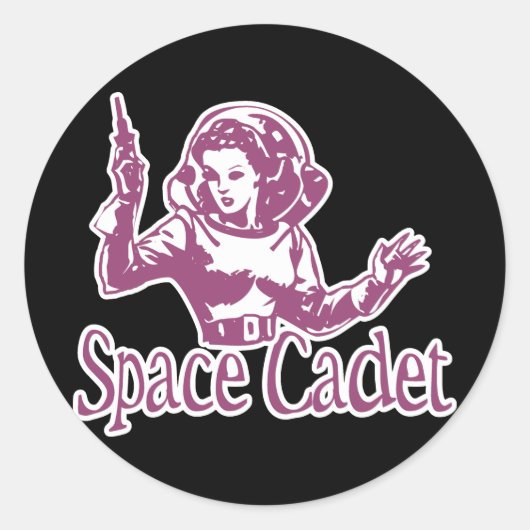 Space Cadet Roze Ronde Sticker (Voorkant)