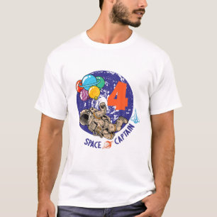 Space Captai Bday 4 jaar oude Astronaut 4e verjaar T-shirt