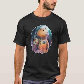 Space Capybara Astronaut Animal Face Galaxy Capiba T-shirt