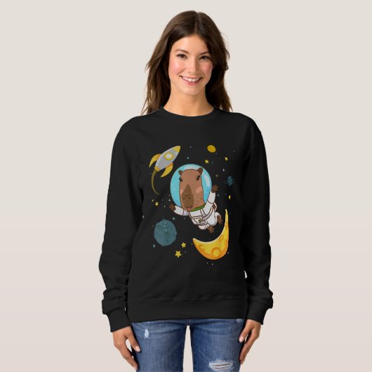 Space Capybara Cosmonaut Capy Astronaut Planets Sc Trui (Voorkant volledig)