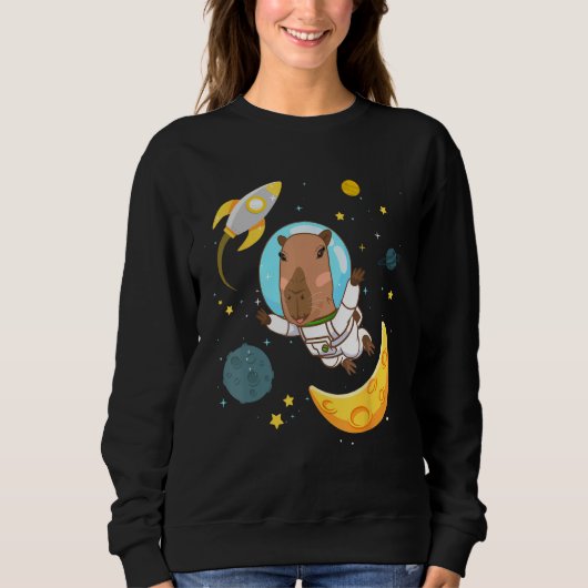 Space Capybara Cosmonaut Capy Astronaut Planets Sc Trui (Voorkant)