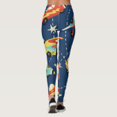 Space Cars: donkerblauw. Leggings (Achterkant)