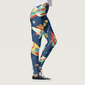 Space Cars: donkerblauw. Leggings (Rechts)