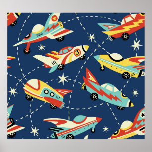 Space Cars:  donkerblauw. Poster
