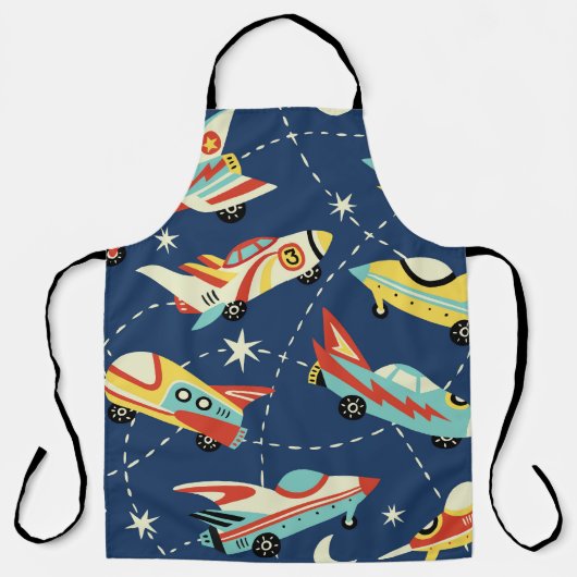 Space Cars: donkerblauw. Schort (Voorkant)