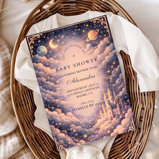 Space Castle Baby Shower Kaart