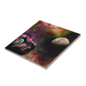 Space Cat 619 Maan Sterren Universum Tegeltje (Zijkant)
