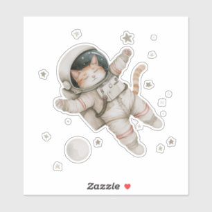 Space Cat Astronaut en planeten en sterren Sticker