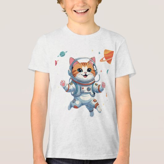 Space Cat Astronaut T-Shirt – Funny Cosmic Kitty  (Voorkant)