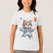 Space Cat Astronaut T-Shirt – Funny Cosmic Kitty  (Voorkant)