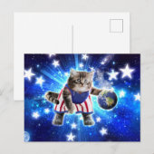 Space cat basketbal spelen briefkaart (Voorkant / Achterkant)