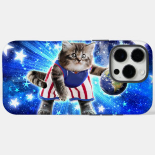 Space cat basketbal spelen iPhone 16 pro max hoesje