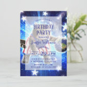 Space cat basketbal spelen kaart (Staand voorkant)