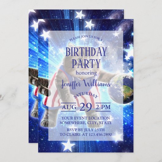 Space cat basketbal spelen kaart (Voorkant / Achterkant)