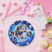Space cat basketbal spelen papieren bordje (Feest)