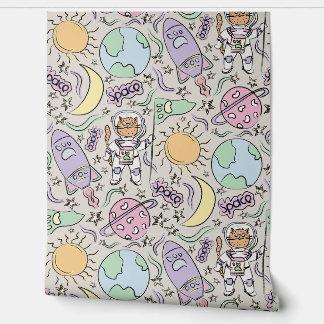 Space Cat - Cat Doodles - Astronaut Animals Behang