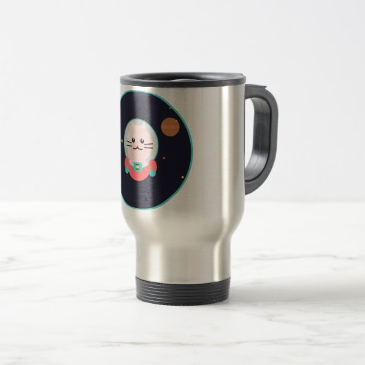 Space Cat Coffee Mug - Cosmic Kitty Astronaut Cup Reisbeker (Voorkant rechts)