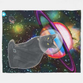 Space-Cat Cosmo Fleece Deken (Voorkant (Horizontaal))