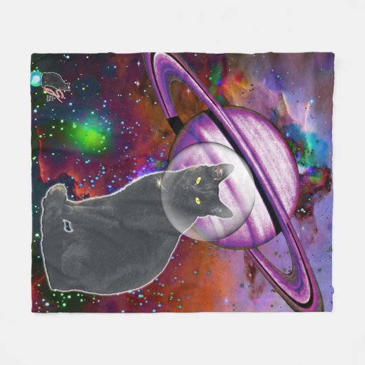 Space-Cat Cosmo Fleece Deken (Voorkant (Horizontaal))