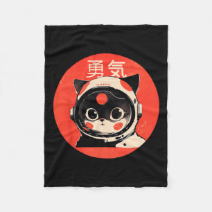 Space Cat Courage Japans Retro Kawaii Schattige As Fleece Deken