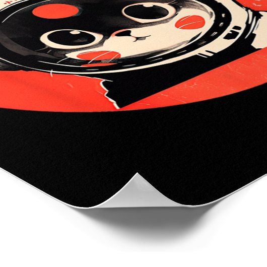 Space Cat Courage Japans Retro Kawaii Schattige As Poster (Hoek)