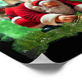 Space Cat Cowboy Riding Santa Eten Cookies Poster (Hoek)