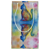 Space Cat Custom Gift Bag - Klein, glanzend Klein Cadeauzakje (Voorkant)