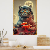 Space Cat Disco Trip Poster (Keuken)