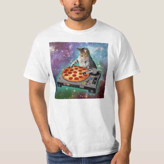 Space Cat DJs Pizza T-shirt (Voorkant)