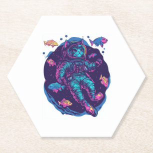Space Cat Dreams � Funny Vaporwave Galaxy Kat Kartonnen Onderzetters