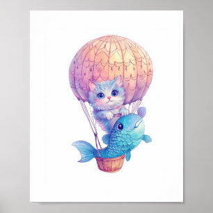 Space Cat Dreams - Funny Vaporwave Galaxy Kat Poster
