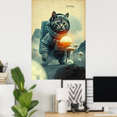 Space Cat Dreams op Mushroom Moon Poster (Thuiskantoor)