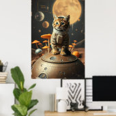 Space Cat Dreams: Retro Odyssey Poster (Thuiskantoor)
