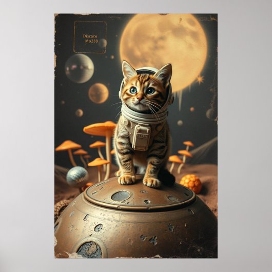 Space Cat Dreams: Retro Odyssey Poster (Voorkant)