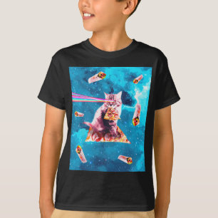 Space Cat Eating Pizza - Rainbow Laser Ogen, Burri T-shirt
